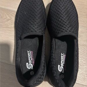 Skechers Black Slip-On Sneakers with Mesh Upper